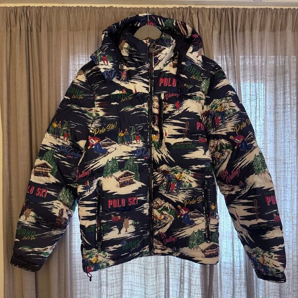 Ralph Lauren NWT Small Ski Print Puffy Winter Jacket Multi - Picture 10 of 10